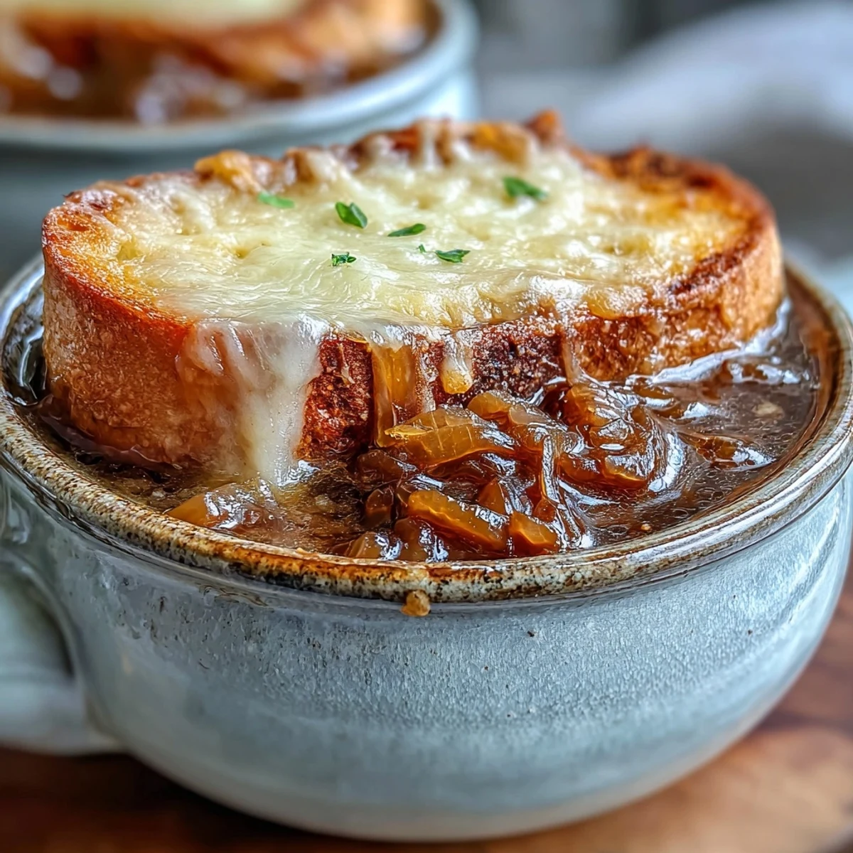 Classic French Onion Soup with Caramelized Onions and Gruyère