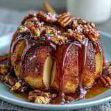 Crisp candy apple slices drizzled with dark chocolate and caramel for a delightful dessert treat.