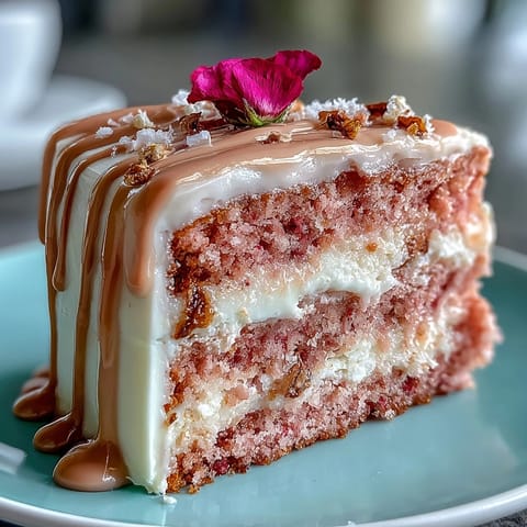 A decadent pink Bridal Shower Rosé Velvet Cake, artfully dripped in gold.