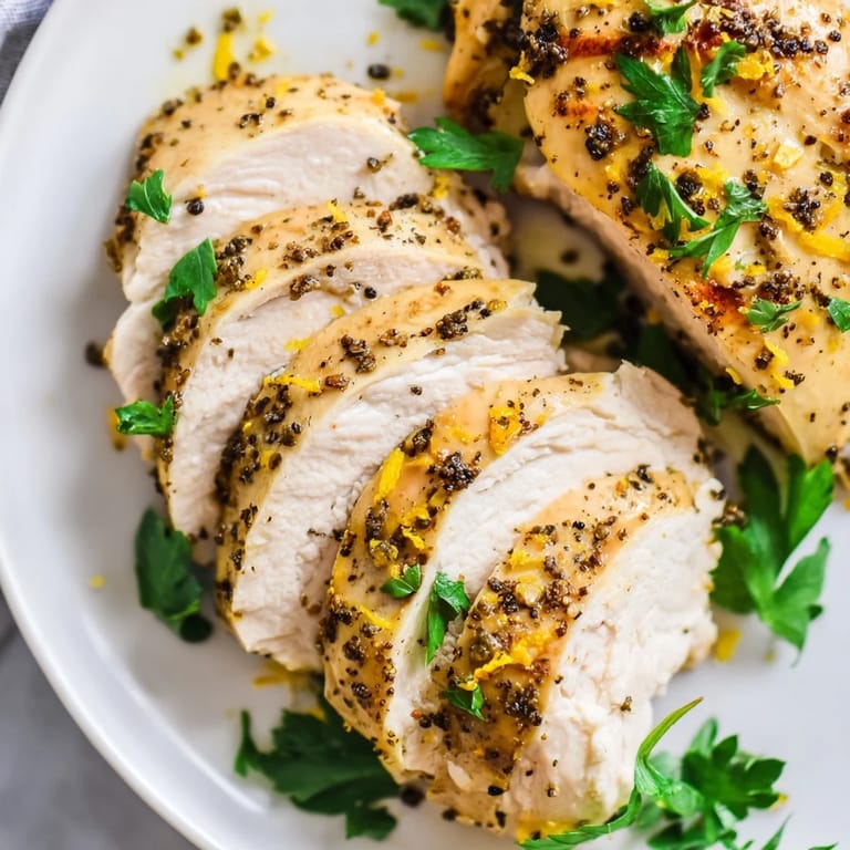 Freshly roasted lemon pepper chicken, a flavorful American main dish with zesty lemon flavor.