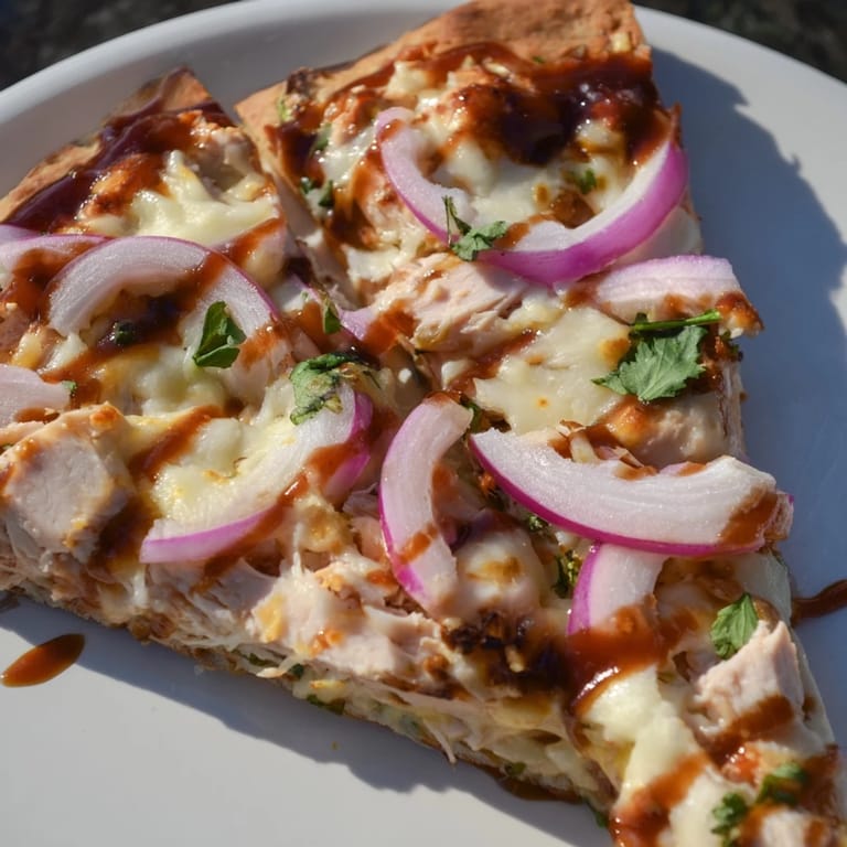 Savory Chicken BBQ Pizza with melted cheese, perfect for a weeknight dinner with friends and family.