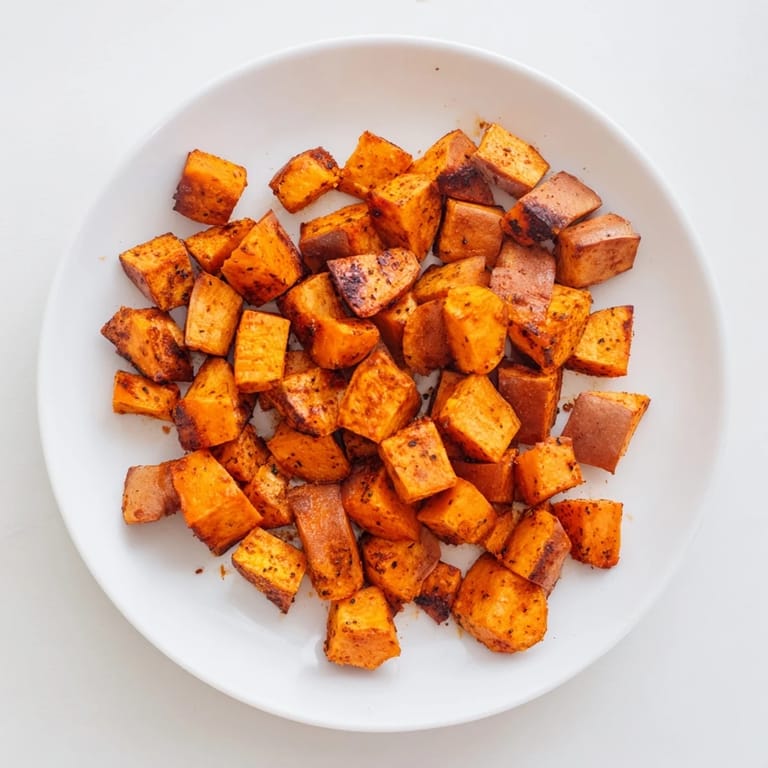 Crispy edges and soft insides define these delicious roasted sweet potatoes, a versatile vegan recipe.