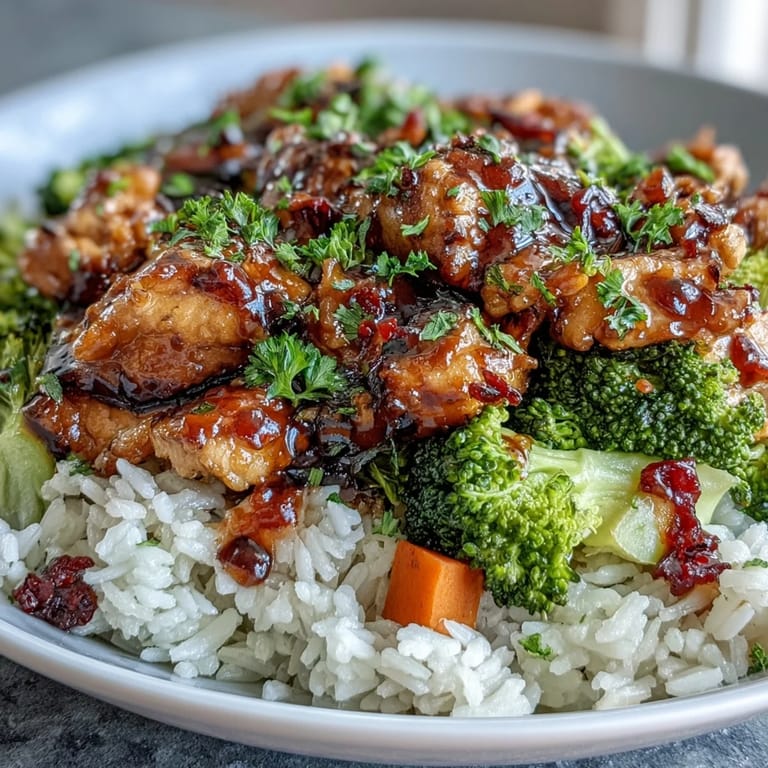 Serve One Pan Honey Garlic Chicken Broccoli Rice as a wholesome weeknight dinner, plated beside a chilled glass of white wine.
