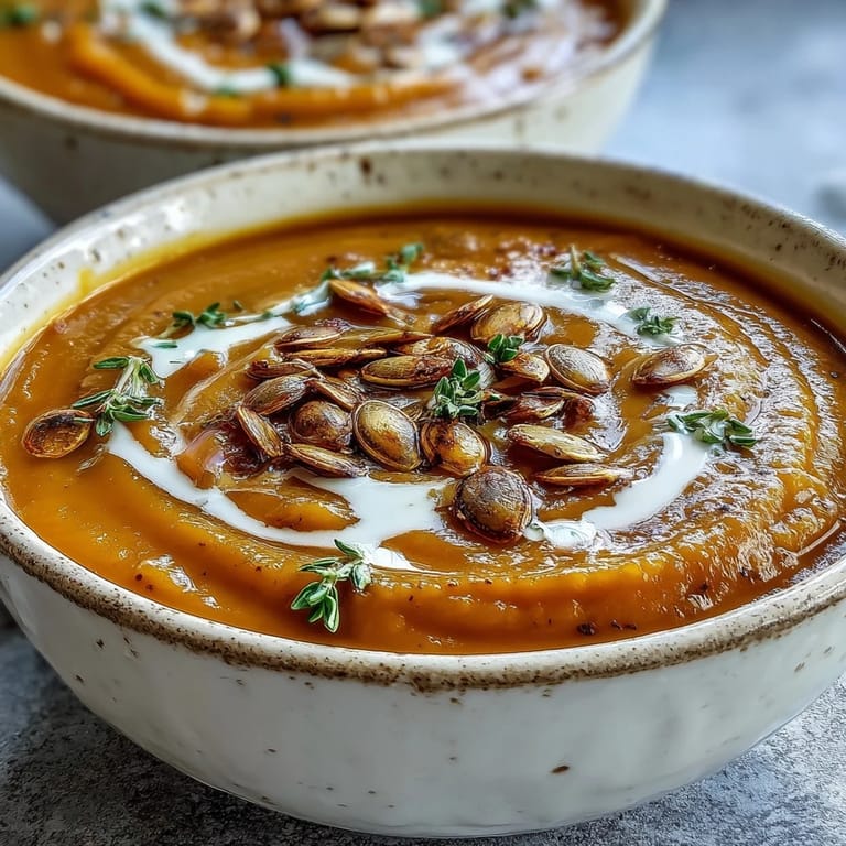 Steaming Roasted Butternut Squash Soup in a ceramic bowl, ready for cozy comfort.
