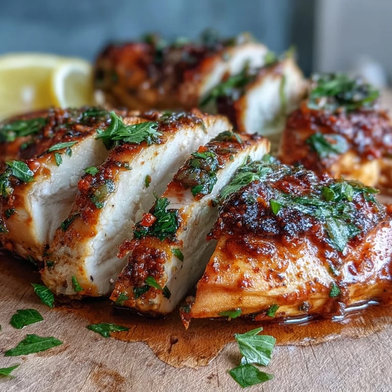Seasoned Oven Baked Chicken Breast resting on a baking sheet, ready to be served with roasted vegetables.