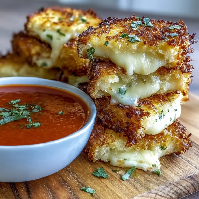 Crispy cheddar dippers ready for dunking in rich tomato soup.