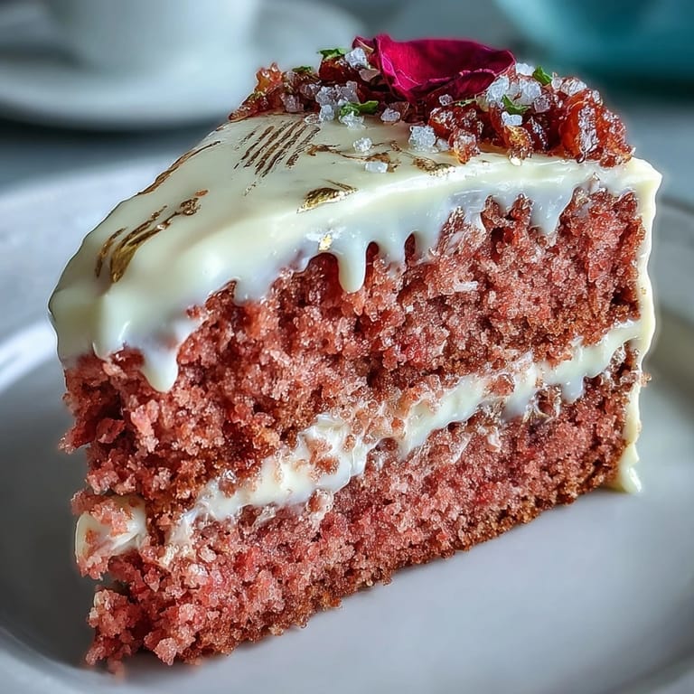 Luxurious Bridal Shower Rosé Velvet Cake adorned with edible gold accent.